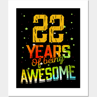 22th Anniversary Gift Vintage Retro 22 Years Of Being Awesome Gifts Funny 22 Years Birthday Men Women Posters and Art